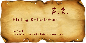 Pirity Krisztofer névjegykártya